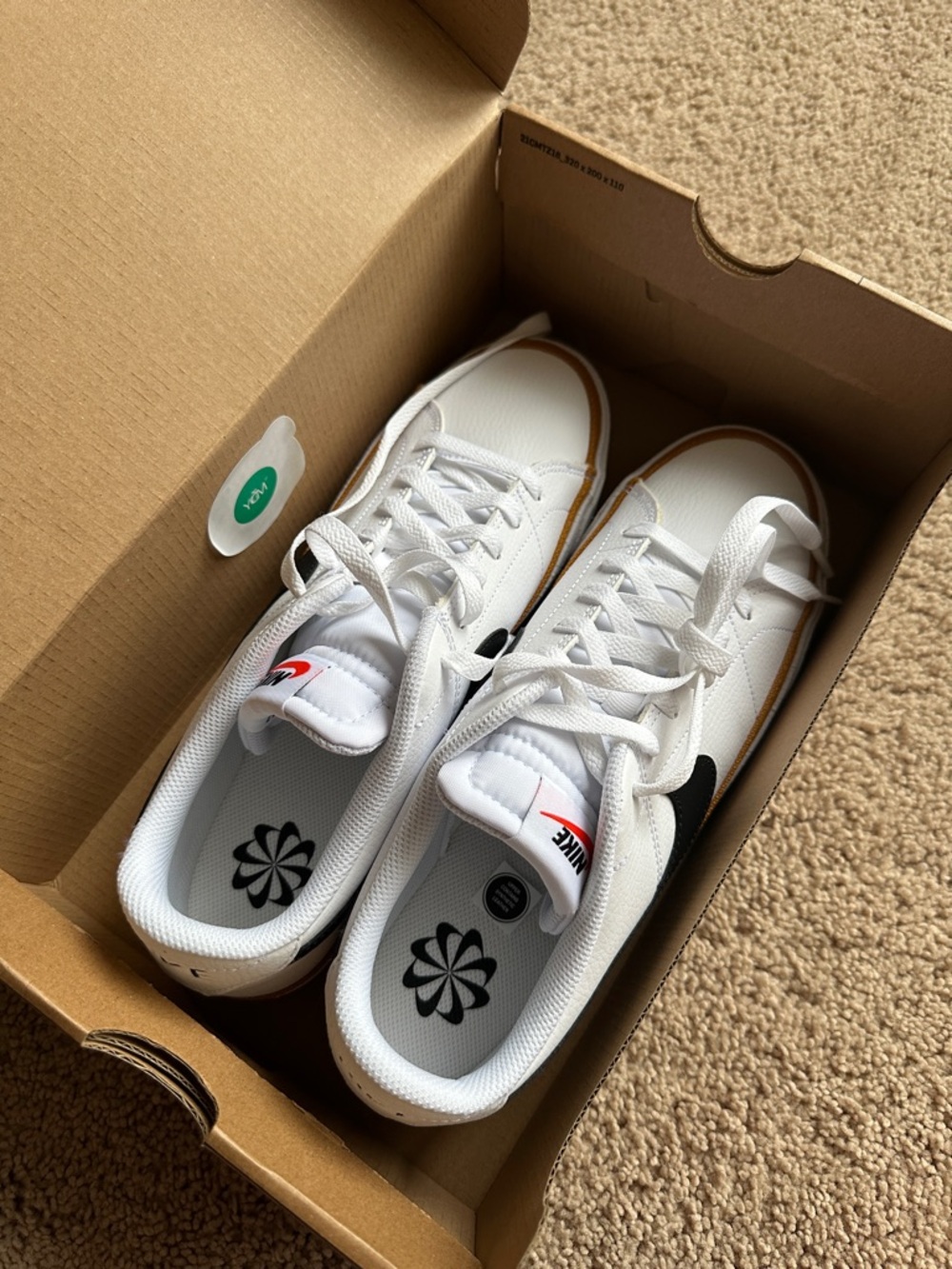 Nike Men’s White Sneakers with Black and Gold Trim